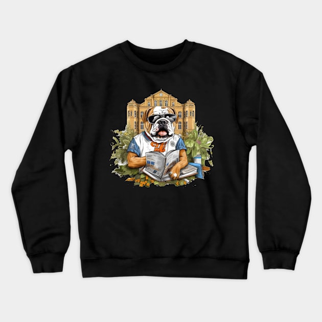 Accountant English Bulldog t-shirt design, a bulldog wearing a graduation cap and holding Crewneck Sweatshirt by teestore_24